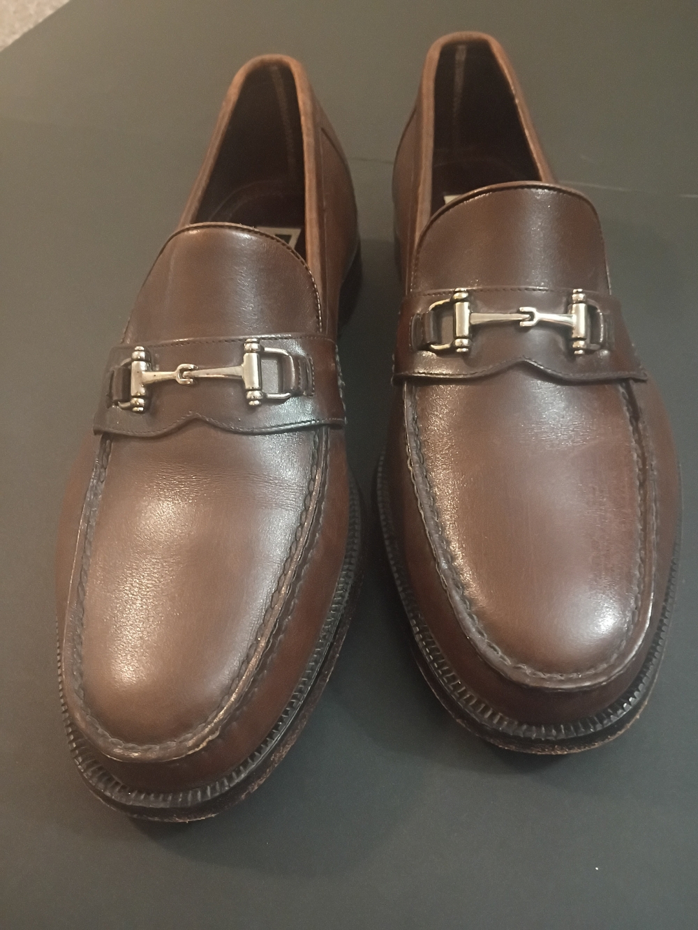 Vintage Florsheim Imperial Men's Brown Leather Bit Loafers with Silver Hardware